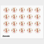 Paardenroze Floral Birthday Ronde Sticker (Vel)