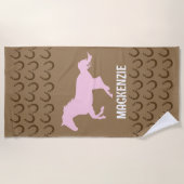 Paardenroze galoping Hoefijzers Bruin Paardenras Strandlaken (Voorkant)