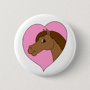 Paardenroze paardenpest Thema Ronde Button 5,7 Cm