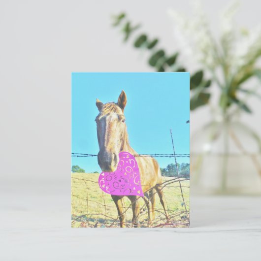 Paardenroze Valentijn en turquoise Feestdagenkaart (Staand voorkant)