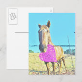 Paardenroze Valentijn en turquoise Feestdagenkaart (Voorkant / Achterkant)