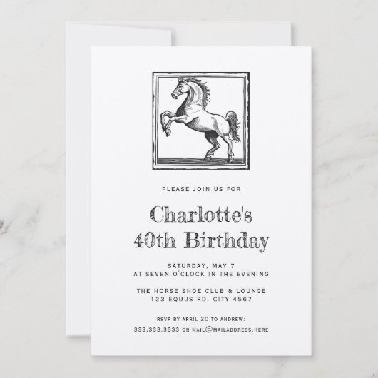 paardenruiter 40e verjaardagsfeest kaart (Voorkant)