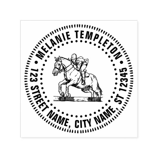Paardenruiter Paard #2 Jump Naam Retouradres Zelfinktende Stempel (Design)