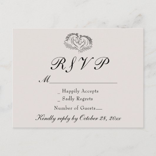 Paardenrustiek Western land Elegante bruiloft RSVP Uitnodiging Briefkaart (Voorkant)