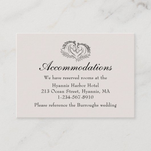 Paardenrustieke Westerne bruiloft accommodatie Informatiekaartje (Voorkant)