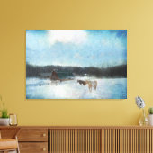 Paardenschaal, scheuren en sneeuwschilderijen canvas afdruk (Insitu (Woonkamer))