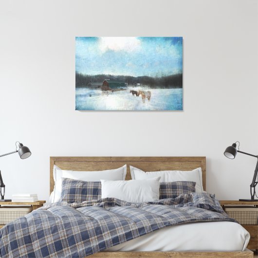 Paardenschaal, scheuren en sneeuwschilderijen canvas afdruk (Insitu (Slaapkamer))