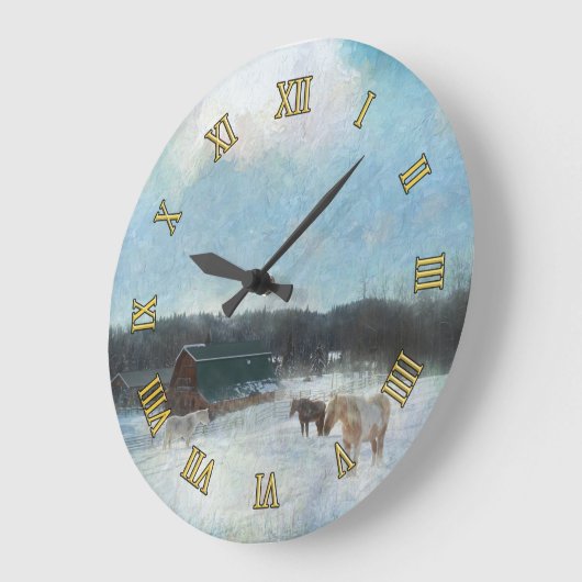 Paardenschaal, scheuren en sneeuwschilderijen grote klok (Hoek)