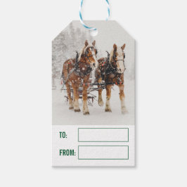 Paardenschaal voor kerstmis cadeaulabel