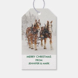 Paardenschaal voor kerstmis cadeaulabel