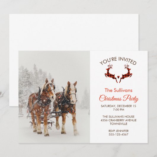 Paardenschaal voor kerstmis kaart (Voorkant / Achterkant)