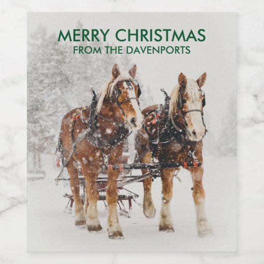 Paardenschaal voor kerstmis wijn etiket (Enkel label)