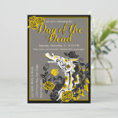 Paardenschedel met gele rozen Dias de los Muertos Kaart (Staand voorkant)