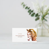 Paardenschets en slingerbit in bruin visitekaartje (Staand voorkant)