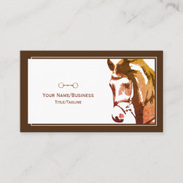 Paardenschets en slingerbit in bruin visitekaartje