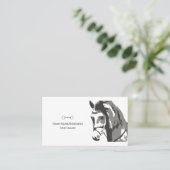 Paardenschets en slingerbit in grijs visitekaartje (Staand voorkant)