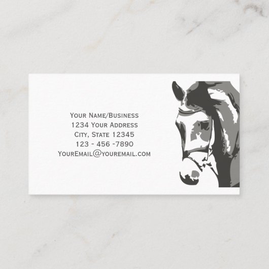 Paardenschets en slingerbit in grijs visitekaartje (Achterkant)