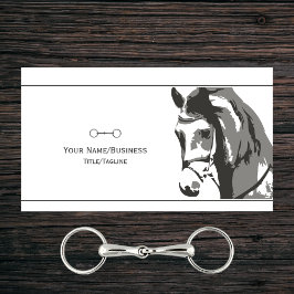 Paardenschets en slingerbit in grijs visitekaartje