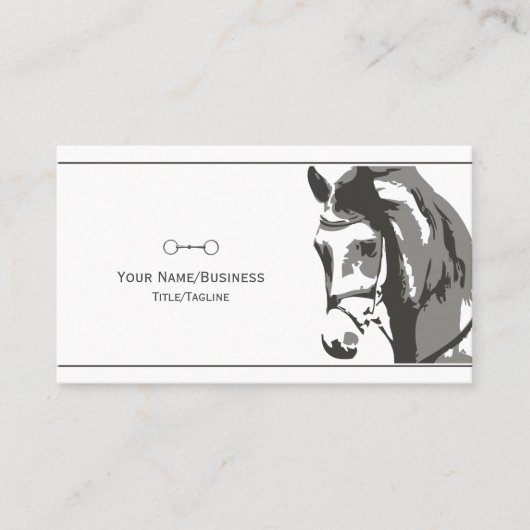 Paardenschets en slingerbit in grijs visitekaartje (Voorkant)