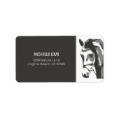 Paardenschets in grijs en wit adres etiket (Voorkant)