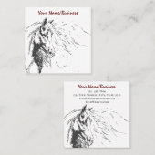 Paardenschets met stromende mane Equestrian Vierkante Visitekaartje (Voorkant / Achterkant)