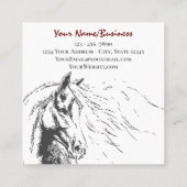 Paardenschets met stromende mane Equestrian Vierkante Visitekaartje (Achterkant)