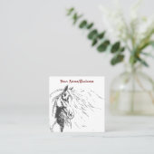 Paardenschets met stromende mane Equestrian Vierkante Visitekaartje (Staand voorkant)