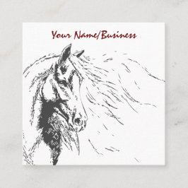 Paardenschets met stromende mane Equestrian Vierkante Visitekaartje