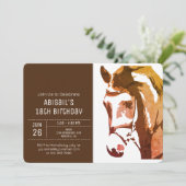 Paardenschets Modern Brown and White Birthday Kaart (Staand voorkant)