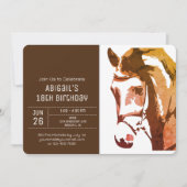 Paardenschets Modern Brown and White Birthday Kaart (Voorkant)