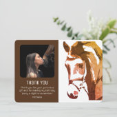 Paardenschets Modern Brown and White Birthday PHOT Bedankkaart (Staand voorkant)