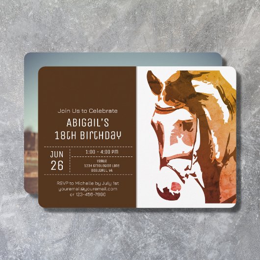 Paardenschets Modern Brown White Foto van Birthday Kaart