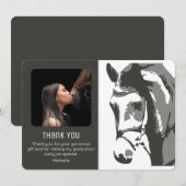 Paardenschets Modern Gray White Afstuderen FOTO Bedankkaart (Voorkant / Achterkant)