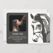 Paardenschets Modern Gray White Afstuderen FOTO Bedankkaart (Voorkant)