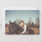 Paardenschets Modern Gray White Foto van Birthday Kaart (Achterkant)