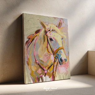 Paardenschilderij, Cowgirl Ruiter Kunst aan de Wan Canvas Afdruk