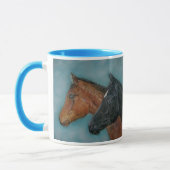 Paardenschilderij van zwart veulen kastanje bruin  mok (Links)