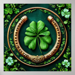Paardenschoen met klaver van Lucky Charm voor voor Poster