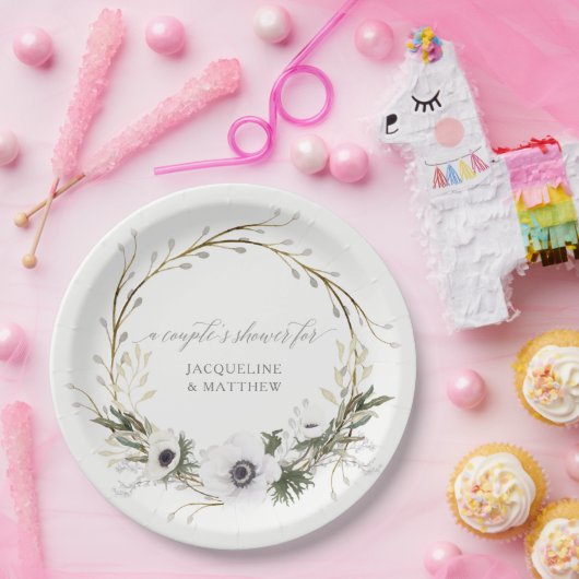 Paardenschotel Rustic BOHO Wreath Anemone Wreath Papieren Bordje (Feest)