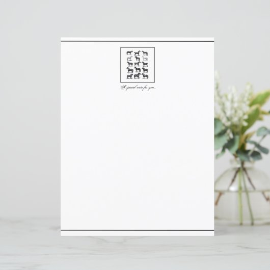 Paardenschrijfpapier zwart-wit (Staand voorkant)