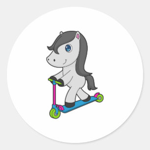 Paardenscooter Ronde Sticker