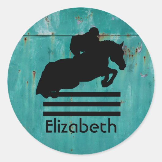PaardenShow Hunter Jumper Silhouette Ronde Sticker (Voorkant)