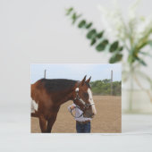Paardenshow Presenteren Bay Paint Briefkaart (Staand voorkant)
