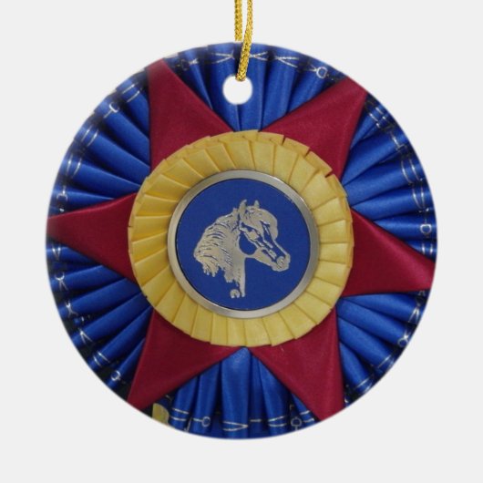 PaardenShow Rosette Keramisch Ornament (Voorkant)