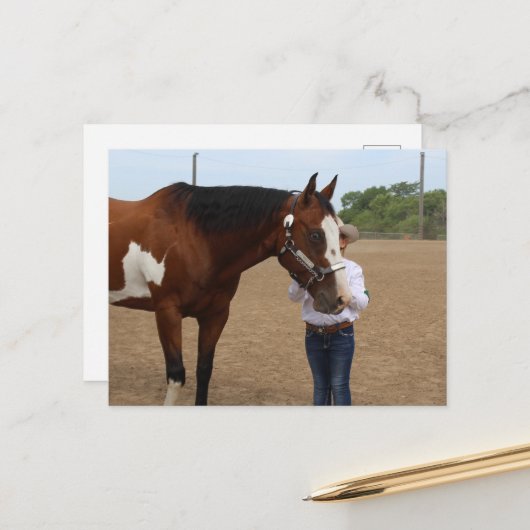 Paardenshow Showmanship Bay Paint Briefkaart (Voorkant / Achterkant in situ)