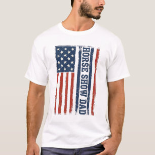 Paardenshow Vader Amerikaanse Vlag Vintage T-shirt
