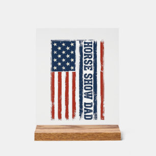 Paardenshow Vader Amerikaanse Vlag Vintage T-shirt Acryl Bord