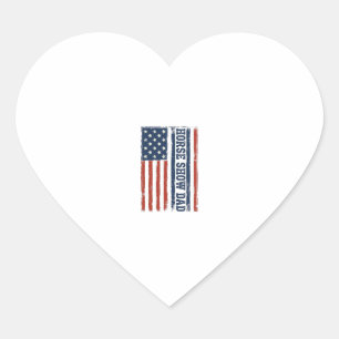 Paardenshow Vader Amerikaanse Vlag Vintage T-shirt Hart Sticker