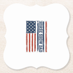 Paardenshow Vader Amerikaanse Vlag Vintage T-shirt Kartonnen Onderzetters