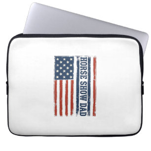 Paardenshow Vader Amerikaanse Vlag Vintage T-shirt Laptop Sleeve